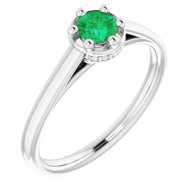 Anello con diamante verde smeraldo verde rotondo a sei punte. 1.25 carati. oro bianco 14K - harrychadent.it