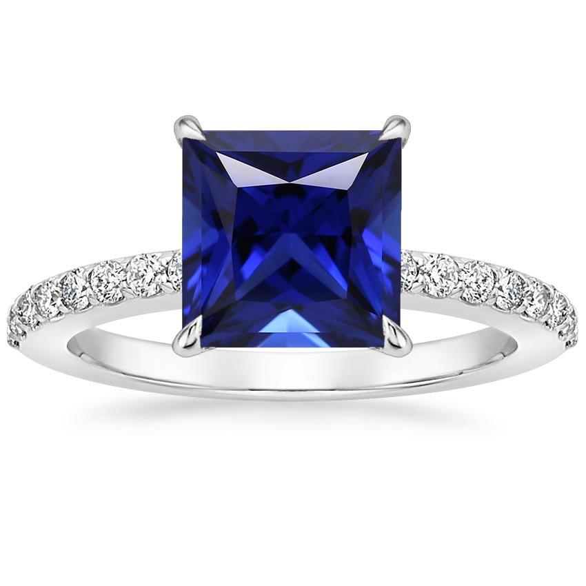 Anello con diamante zaffiro dello Sri Lanka 5.50 carati taglio principessa con accenti - harrychadent.it