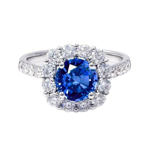 Anello con diamante zaffiro dello Sri Lanka taglio rotondo in oro 14 carati 1,50 carati - harrychadent.it
