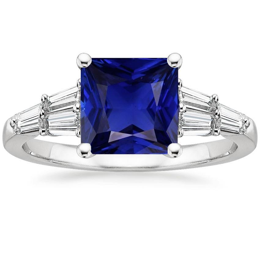 Anello con diamanti baguette e zaffiro Princess Ceylon 5.50 carati - harrychadent.it