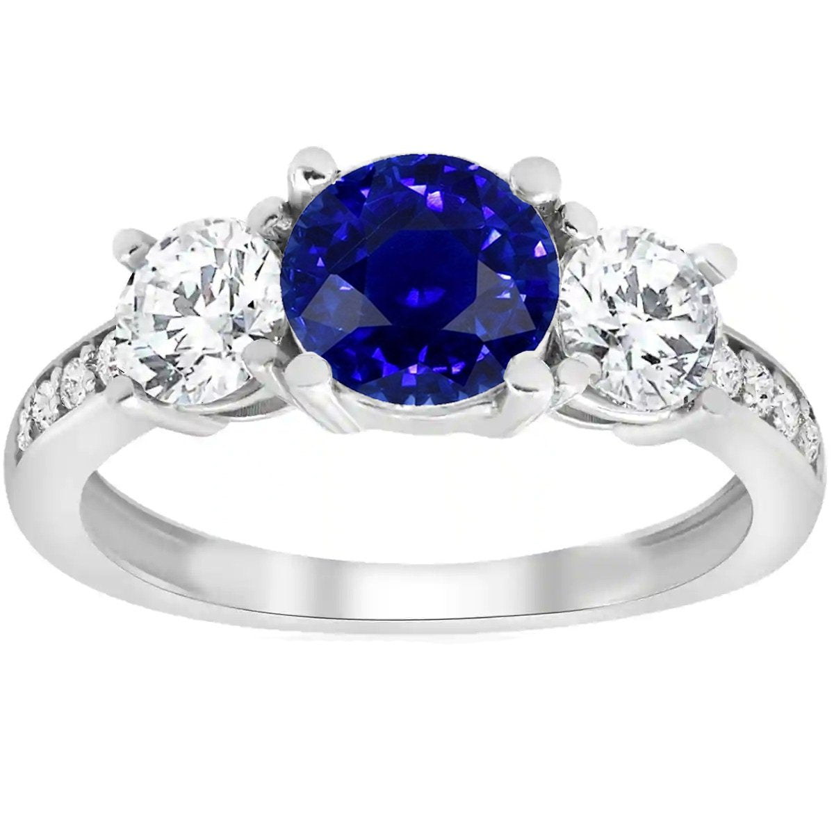 Anello con diamanti rotondi con zaffiro di Ceylon 3.50 carati Gioielli da donna - harrychadent.it