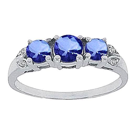 Anello con diamanti rotondi con zaffiro di Ceylon da 2,75 ct Oro bianco 14K - harrychadent.it