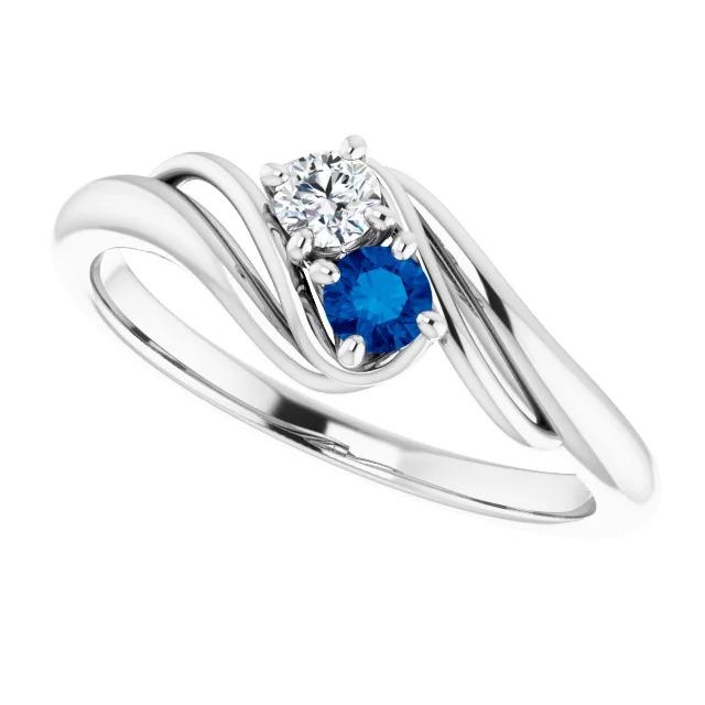 Anello con due pietre 0.50 carati Zaffiro di Ceylon e gioielli con diamanti - harrychadent.it