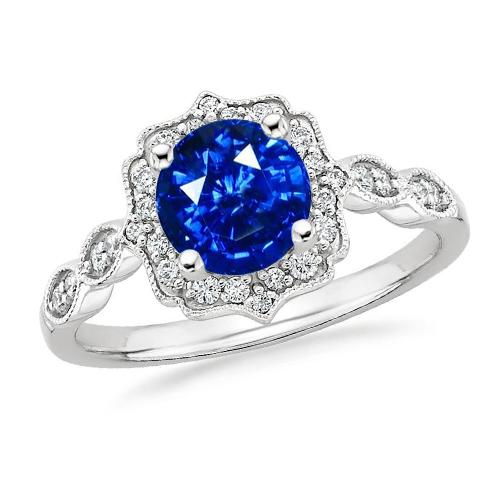 Anello con gemma di zaffiro dello Sri Lanka a taglio rotondo da 1,40 ct - harrychadent.it