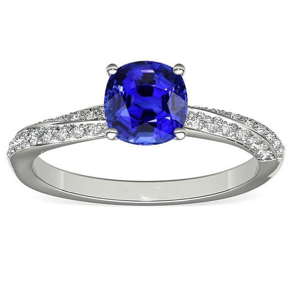 Anello con gemma di zaffiro di Ceylon con doppio pavé di diamanti 3 carati - harrychadent.it