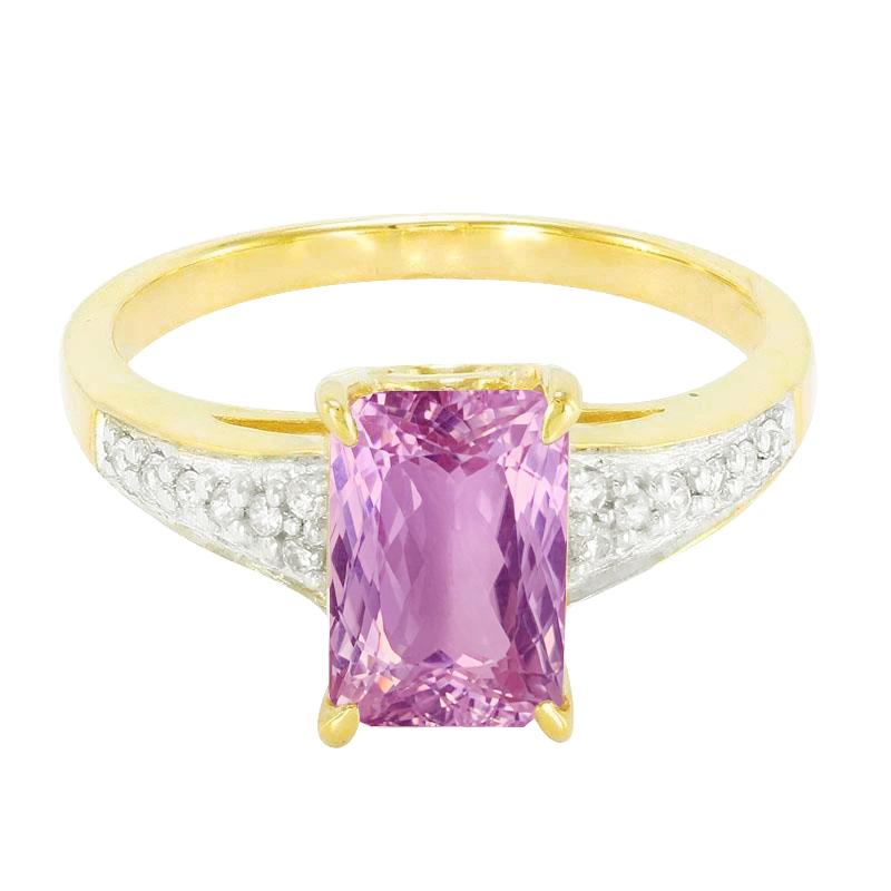 Anello con kunzite rosa da 20.70 ct e diamanti con gemme bicolore 14K - harrychadent.it