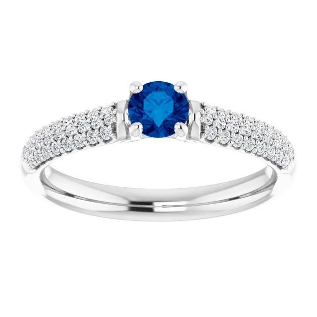 Anello con pavé di diamanti blu zaffiro 2 carati oro bianco 14K - harrychadent.it