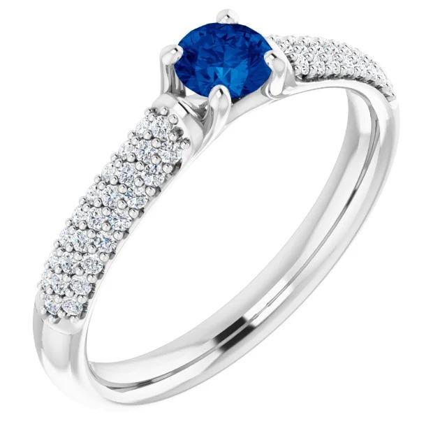 Anello con pavé di diamanti blu zaffiro 2 carati oro bianco 14K - harrychadent.it