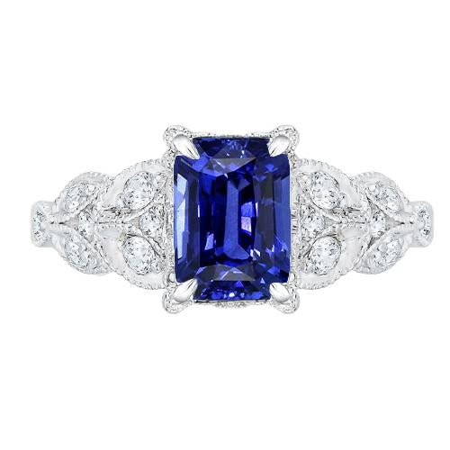 Anello con pietre preziose radianti Ceylon Sapphire Leaf Style Diamanti 3.50 carati - harrychadent.it