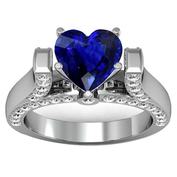 Anello con pietre preziose a taglio cuore. zaffiro dello Sri Lanka. diamanti da 4 carati - harrychadent.it