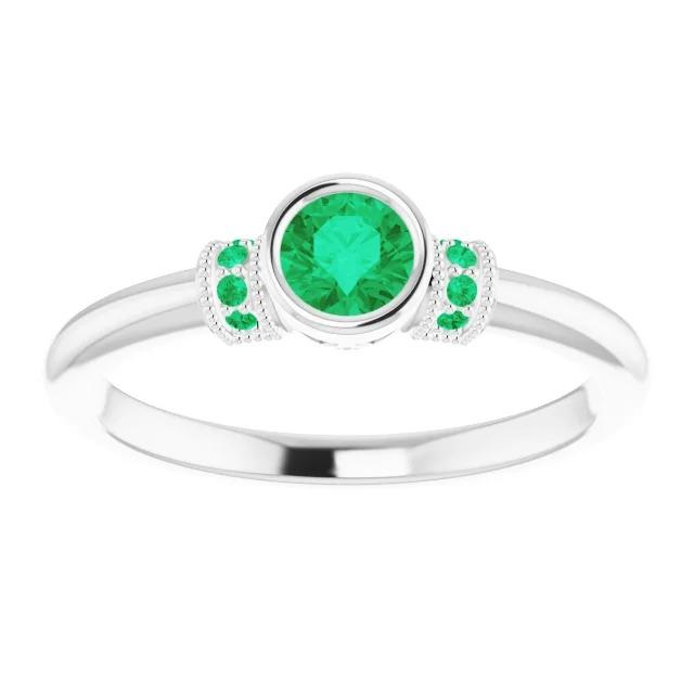 Anello con smeraldo verde colombiano in stile antico con pietra preziosa da 1 carato - harrychadent.it