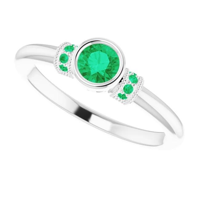 Anello con smeraldo verde colombiano in stile antico con pietra preziosa da 1 carato - harrychadent.it
