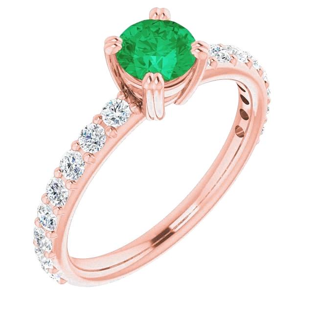 Anello con smeraldo verde rotondo con diamante a quattro punte da 2.50 carati - harrychadent.it