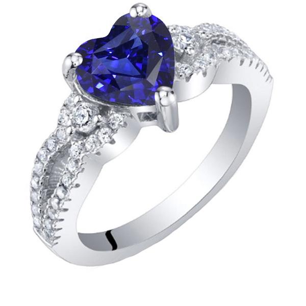 Anello Diamante Cuore Zaffiro Sri Lanka 3.50 Carati Con Gambo Ritorto - harrychadent.it