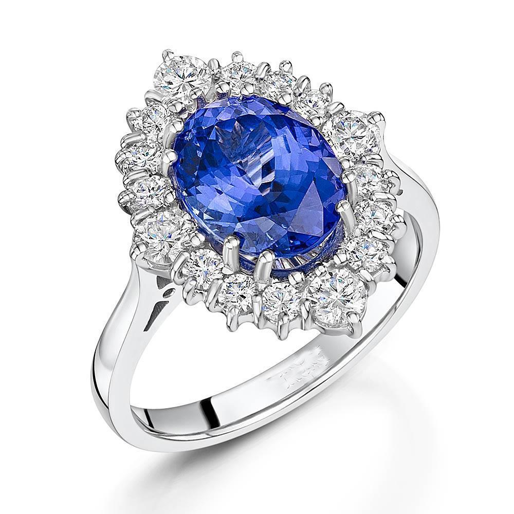 Anello con tanzanite ovale da 4.90 ct e diamanti in oro bianco 14 carati - harrychadent.it