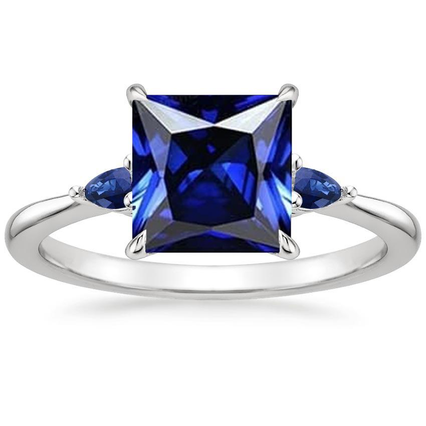 Anello con tre pietre preziose Princess & Pear Zaffiri di Ceylon 5.25 carati - harrychadent.it
