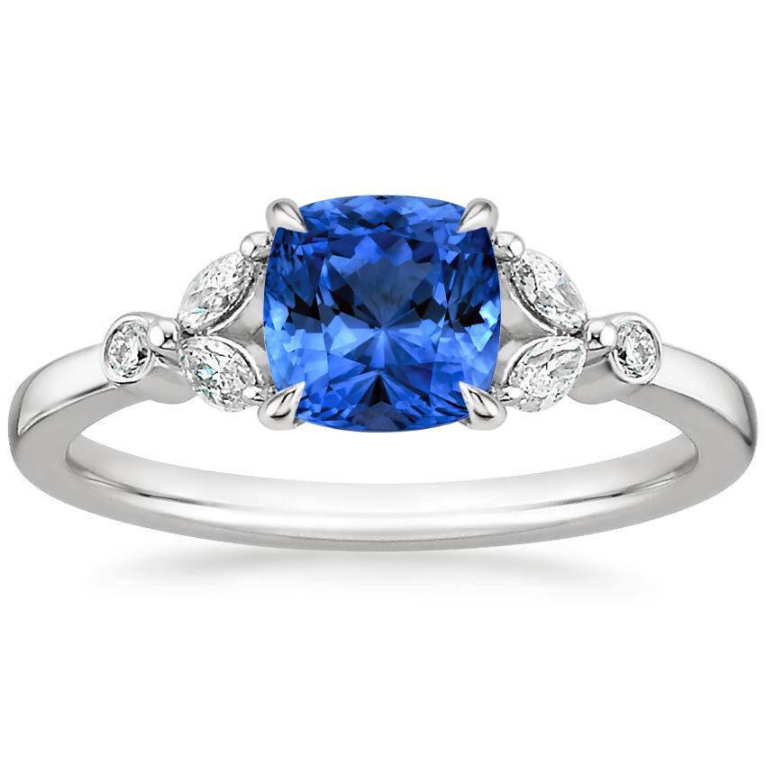 Anello in oro bianco 14 carati con zaffiro di Ceylon e diamanti da 2,70 ct - harrychadent.it