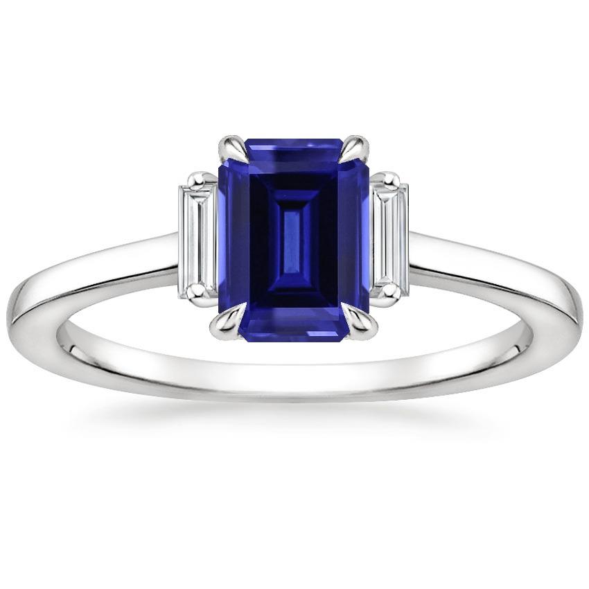 Anello con 3 pietre in zaffiro blu di Ceylon e diamante con set di 2.50 carati - harrychadent.it