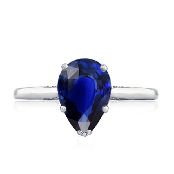 Anello con zaffiro Srilanka taglio pera solitario 2 carati con polo incastonato gioielli - harrychadent.it