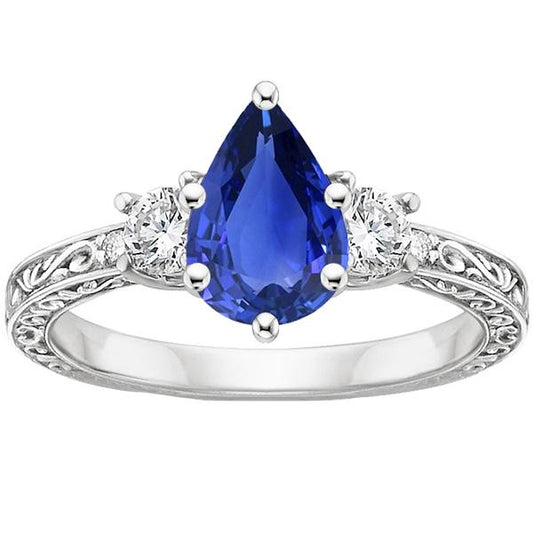 anello con zaffiro blu e brillanti prezzo