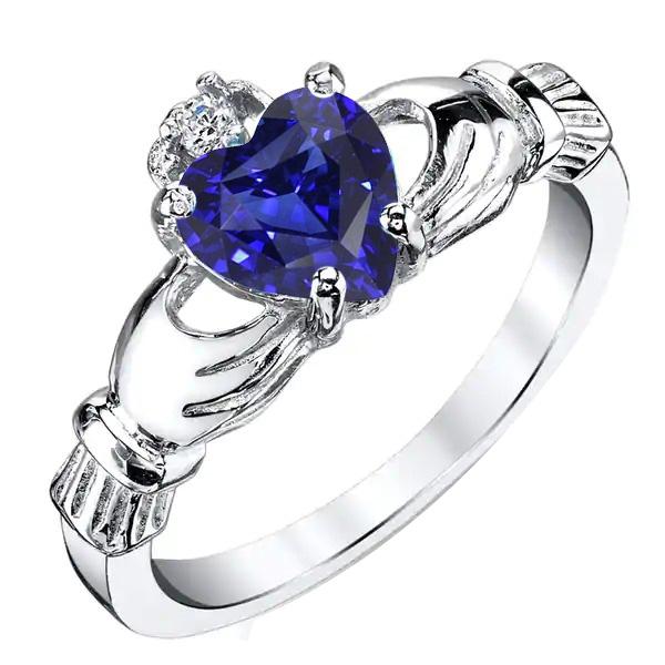 Anello con zaffiro blu e diamante rotondo. gioielli in oro bianco da 2.75 carati - harrychadent.it