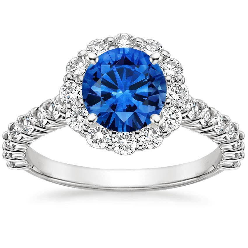 Anello Zaffiro E Diamanti Oro Bianco Gioielleria Taglio Rotondo 3.40 Ct - harrychadent.it