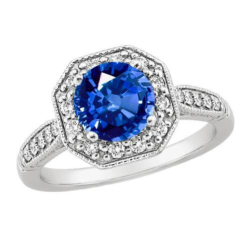 Anello in oro bianco 14 carati con zaffiro dello Sri Lanka e diamanti da 3,35 ct - harrychadent.it