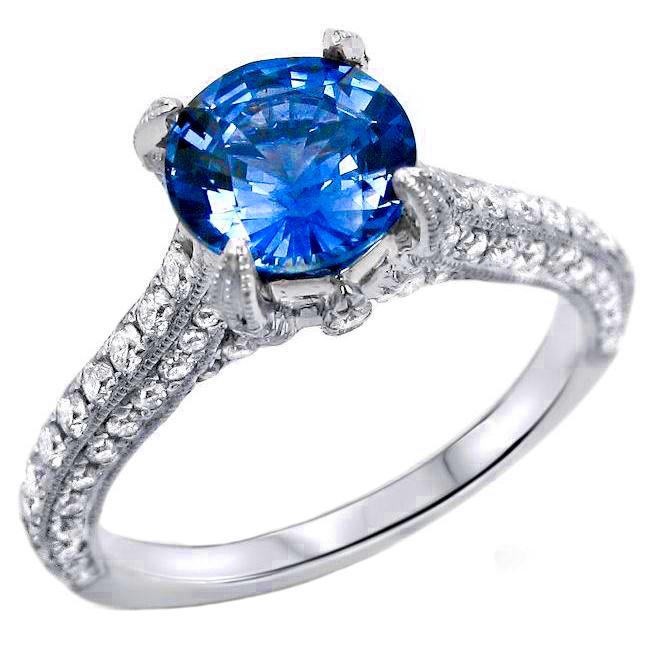 Anello con zaffiro dello Sri Lanka e diamanti taglio rotondo, 4,50 ct - harrychadent.it