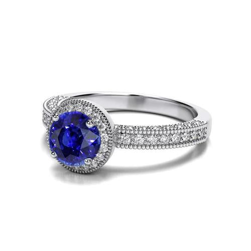 Anello con zaffiro dello Sri Lanka e diamante in oro bianco 3,05 carati stile vintage - harrychadent.it