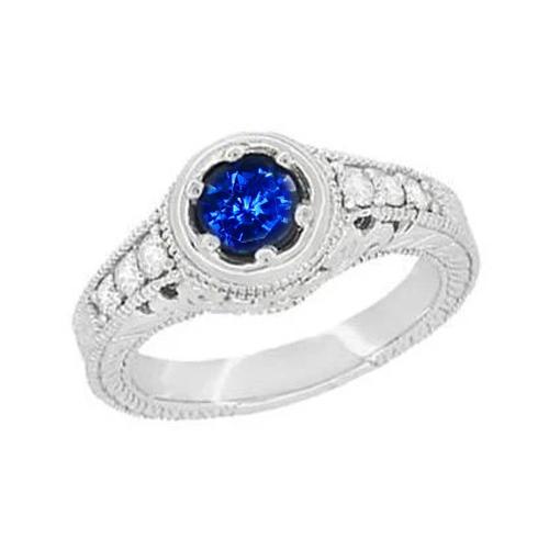 Anello con zaffiro dello Sri Lanka taglio brillante e diamante 2,10 ct. Oro bianco 14K - harrychadent.it