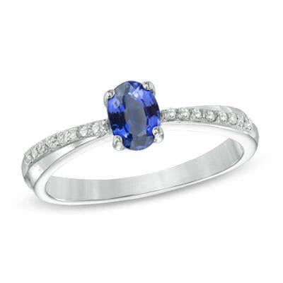 Anello con zaffiro dello Sri Lanka taglio ovale con diamanti rotondi 2,30 ct - harrychadent.it