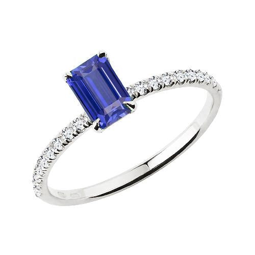 Anello con diamante scintillante taglio smeraldo zaffiro Srilankan 2 carati rebbi - harrychadent.it