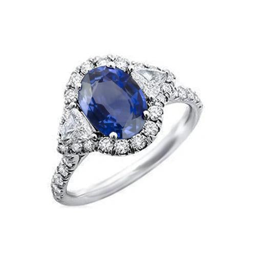 Anello in oro bianco 14 carati con zaffiro di Ceylon e diamanti 4 carati - harrychadent.it