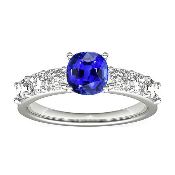 Anello con zaffiro di Ceylon con cuscino per anniversario di diamanti 2.50 carati - harrychadent.it