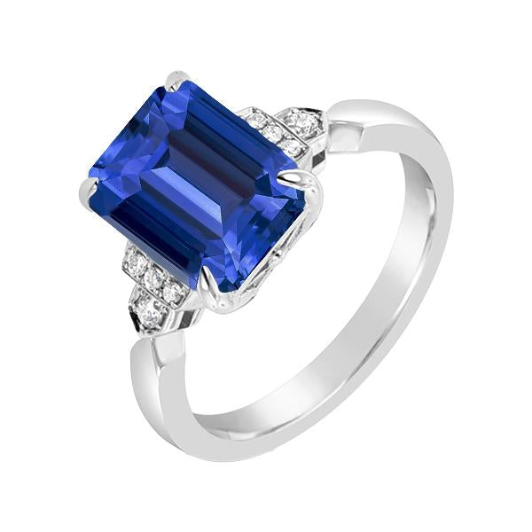 Anello con zaffiro di Ceylon con smeraldo di anniversario di diamanti. 3 carati. gioielli - harrychadent.it