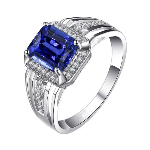 Anello con zaffiro di Ceylon radiante di nozze di diamante 3 carati con gambo diviso in oro - harrychadent.it