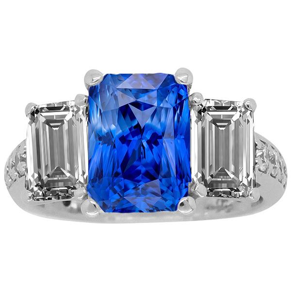 Anello con zaffiro radiante pietra preziosa 4.50 carati smeraldo e diamanti rotondi - harrychadent.it
