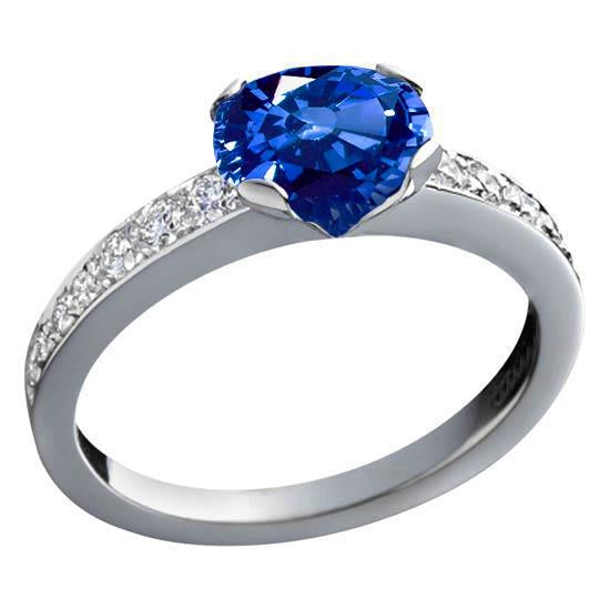 Anello in oro 14 carati con zaffiro dello Sri Lanka rotondo da 3,25 ct e diamanti - harrychadent.it