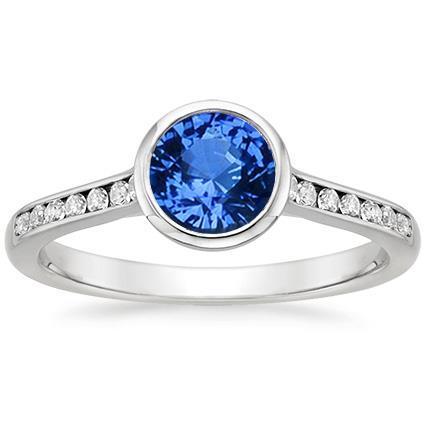 Anello da 3,50 ct con castone in oro bianco 14 carati con zaffiro di Ceylon rotondo e diamanti - harrychadent.it