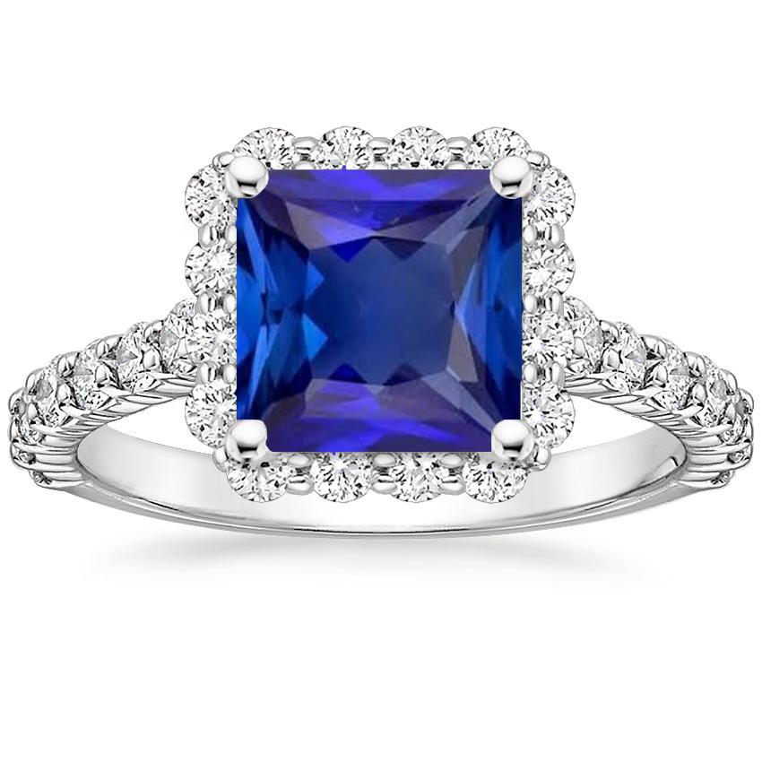 Anello da donna con diamante Halo. pietra zaffiro di Ceylon e accenti 6.50 carati - harrychadent.it