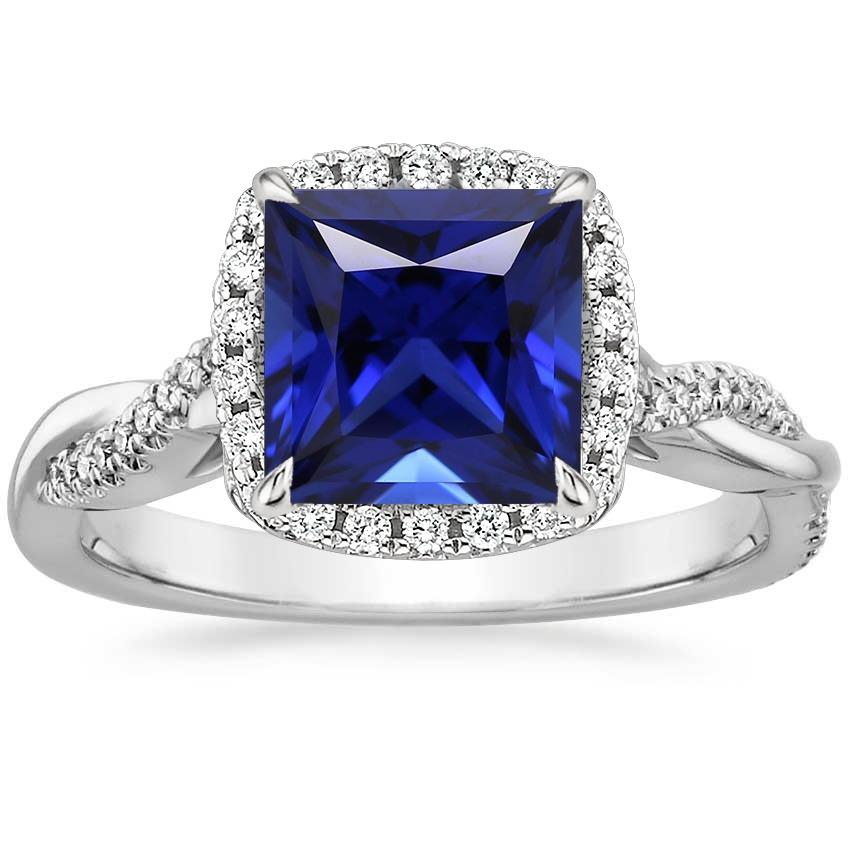 Anello da donna con diamante a forma di polo con zaffiro blu principessa 6 carati pavé - harrychadent.it