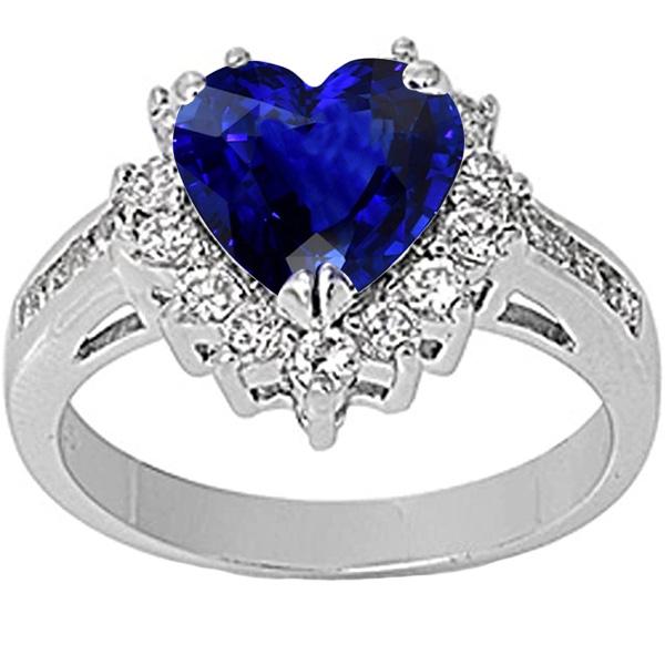 Anello da donna con diamanti. cuore. zaffiro di Ceylon. 3.50 carati - harrychadent.it