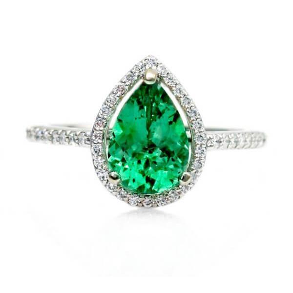 Anello da donna con smeraldo verde e diamanti da 5.25 carati in oro bianco 14K - harrychadent.it