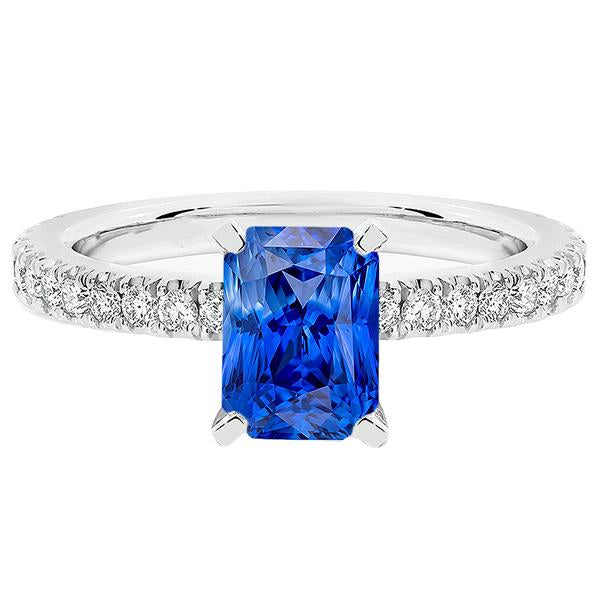 Anello da donna con zaffiro radiante con pavé di accenti di diamanti 3.50 carati - harrychadent.it