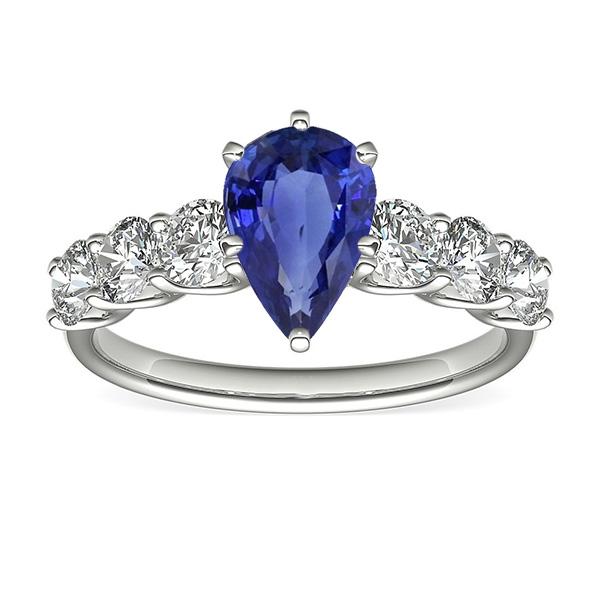Anello da donna in pietra preziosa zaffiro blu a forma di pera con accenti 4 carati - harrychadent.it