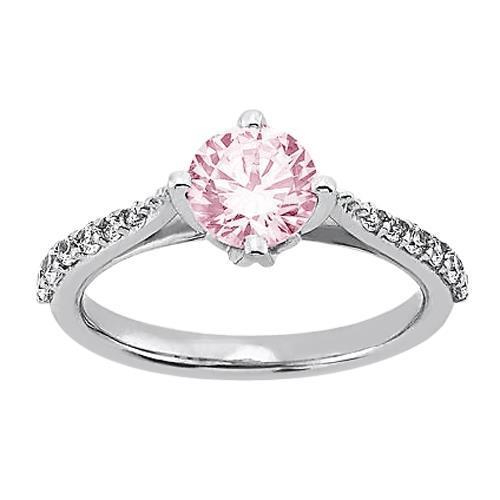 Anello da sposa bianco con zaffiro rosa tondo da 1.91 carati - harrychadent.it