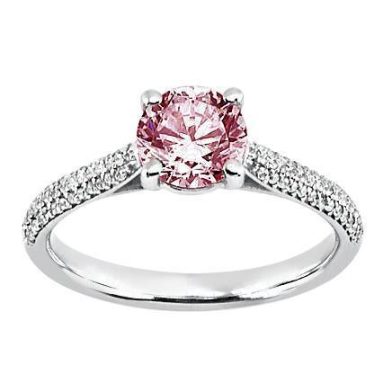 Anello da sposa con pietra preziosa centrale rotonda con zaffiro rosa da 1,26 ct - harrychadent.it