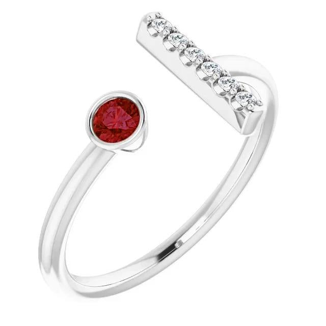 Anello della promessa da 1 carato con diamanti e rubini incastonati in oro bianco - harrychadent.it