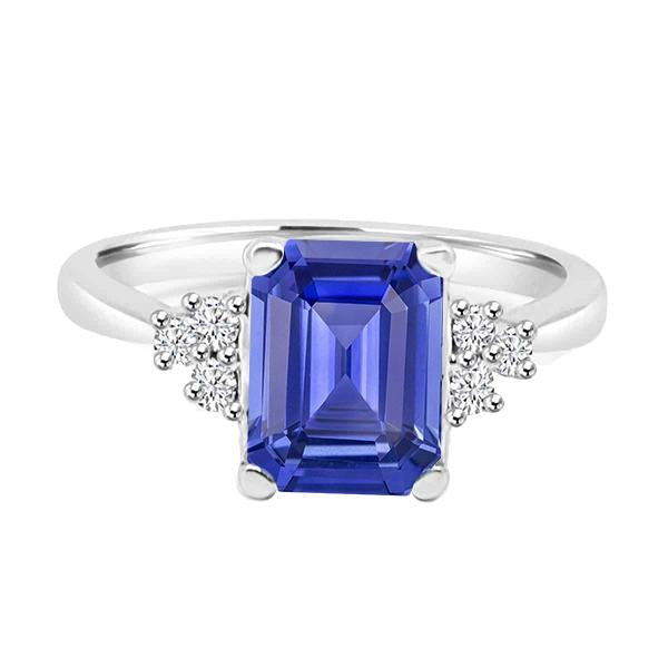 Anello Anniversario con Diamante Smeraldo Ceylon Zaffiro 3.50 Carati - harrychadent.it