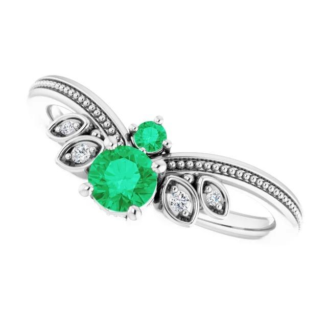 Anello di diamanti 1 carati smeraldo verde colombiano con gioielli in stile antico in oro bianco 14 carati - harrychadent.it